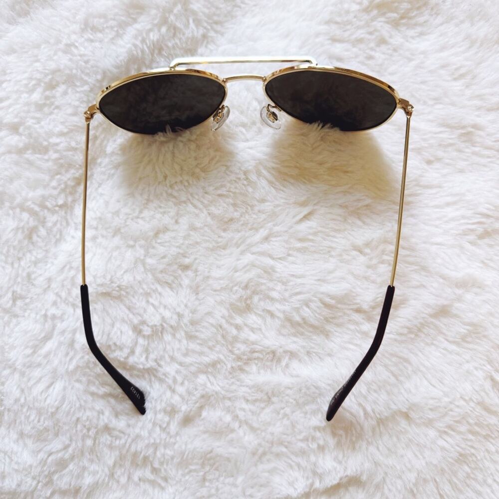 Tiana Gold Minimalist Aviator Sunglasses - Picture 10 of 11